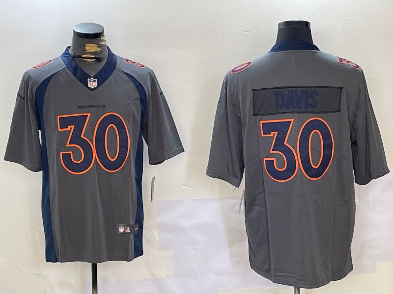 Men Denver Broncos #30 Davis Grey 2024 Nike Vapor Limited NFL Jersey style 5